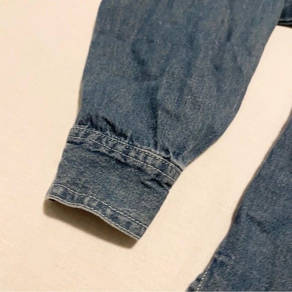 Cabin Creek Long Sleeve Button Up Denim Jeans Shirt Womens Size L Petites - Picture 12 of 16